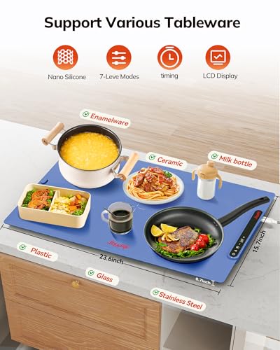 Laudlife Electric Warming Mat for Food Roll Up Silicone Heating Pad with 7 Adjustable - image 4