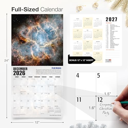Image of RED EMBER James Webb Space Telescope 2026 Wall Calendar 12 Month | 12 inch x 24 inch Open | Thick & Sturdy Paper | Giftable | Science Space Calendar 2026
