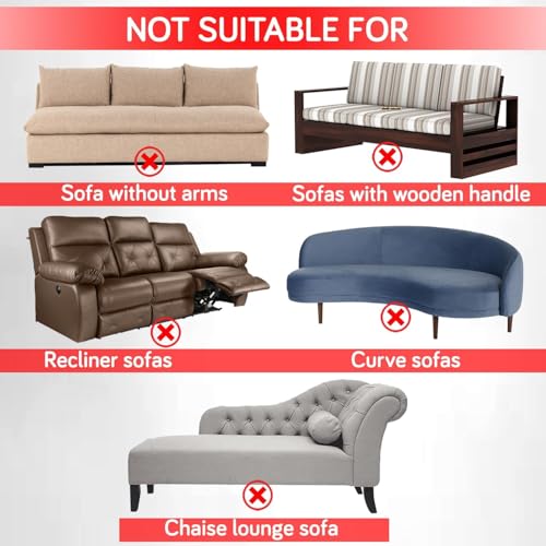 Image of HOKIPO Elastic Stretchable Universal Sofa Cover 3 Seater, Beige Brown Leaves (NEW-AR-4095-D20)