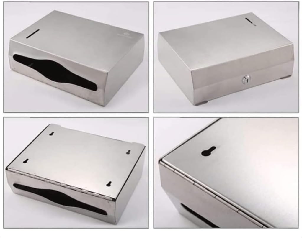 Tissue Box Cover Paper Towel Dispenser Stainless Steel Wall Mounted Toilet Tissue Holder Tray Matte Bathroom Commercial Toilet Roll Holder For Bathroom Or Kitchen ( Color : Silver , Size : One size )