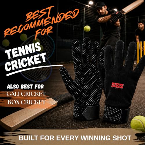 SSS selmens PVC Dotted Cricket Batting Gloves for Alpha Gold Black - Image 5