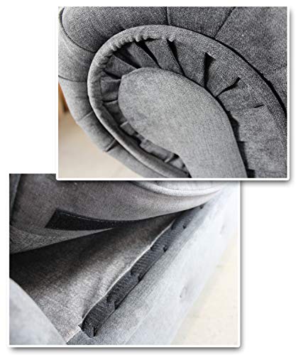 Sessel Chesterfield Asti - Couch, Couchgarnitur, Couchsessel, Loungesessel, Stühl, Holzfüße - Glamour Design (Graphit (Capri 16)) – Bild 7