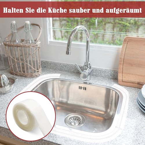 Scettar Dichtungsband Selbstklebend， 7m Fugenband Selbstklebend， Selbstklebendes Wasserdichtes Dichtungsband für Fenster WC Küche Bad, Lücke, Fliese ，Klebeband Wasserdicht（Weiß） (2)