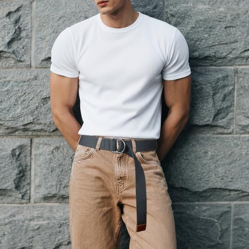 Image of maikun Mens Womens Canvas Belt, D-ring Buckle Cloth Fabric Belt for Men