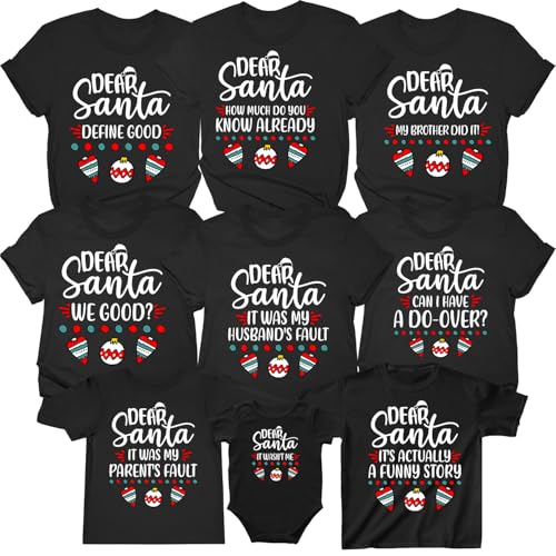 Dear Santa Christmas Shirt for Family 2025, Cousins Crew Group T-Shirt, Matching Christmas Pajamas Set Photoshoot Outfit (US, Alpha, Medium, Regular, Regular, A2- Style)