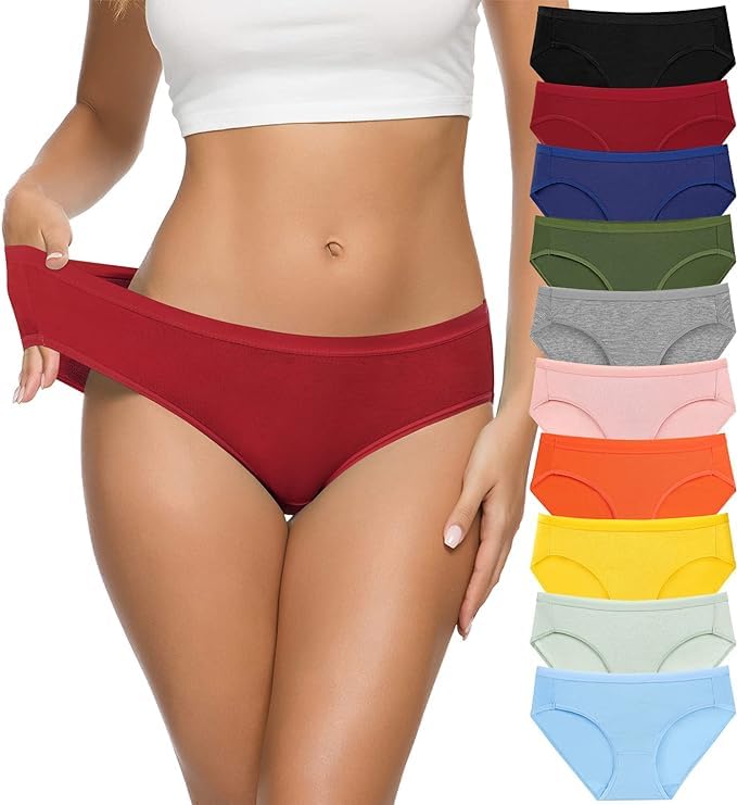 luvreena Women's Cotton Bikini Panties, High-Cut Full Coverage Stretch Cool Underwear for Women-picture-39