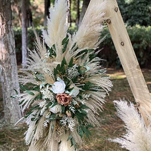 Yobeki Boho Decor, Rustic Wedding, Rose Arch Arrangement/Artificial Flowers, Pampas Arch Arrangement/Wedding Arrangement #TOP3