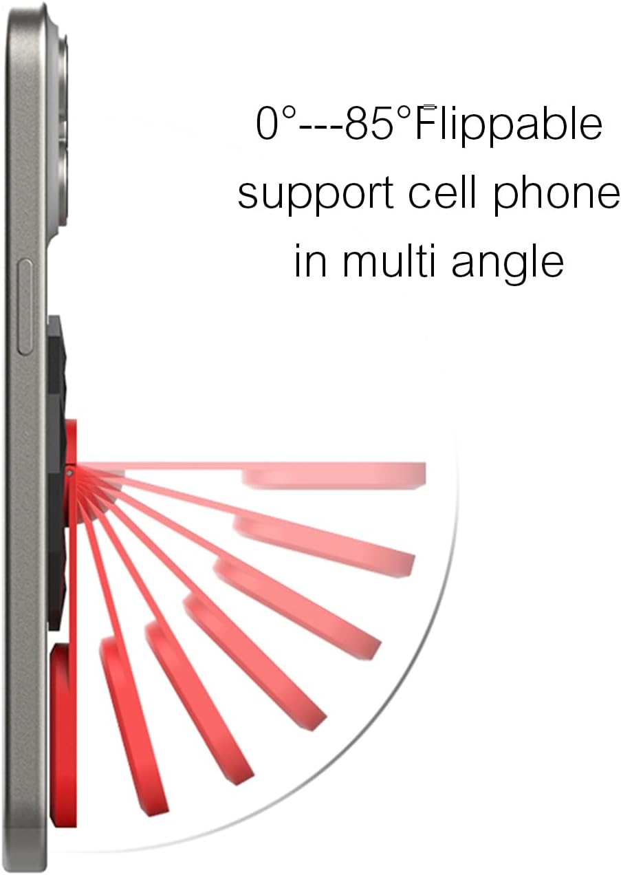 [2026 New] Magnetic Kickstand for MagSafe Phone Grip Stand, Aluminium Alloy Ultra Light & Ultra Thin, Rotation Angle Adjustment Ring Holder for iPhone 17/16/15/14/13/12 Series (Red) - Image 3