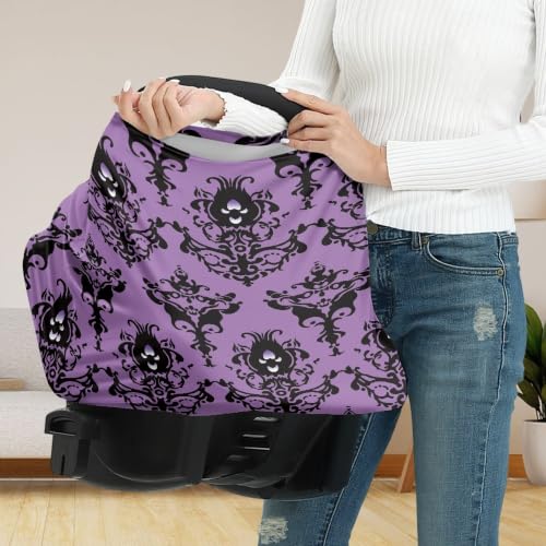 Image of Halloween Car Seat Cover Baby Girl Boy Nursing Canopy, Goth Purple