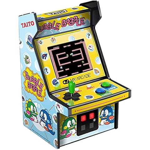 My Arcade Micro Player Mini Arcade Machine: Bubble Bobble Video Game, Fully Playable, 6.75 Inch Collectible, Color Display, Speaker, Volume Buttons, Headphone Jack, Battery or Micro USB Powered Cover