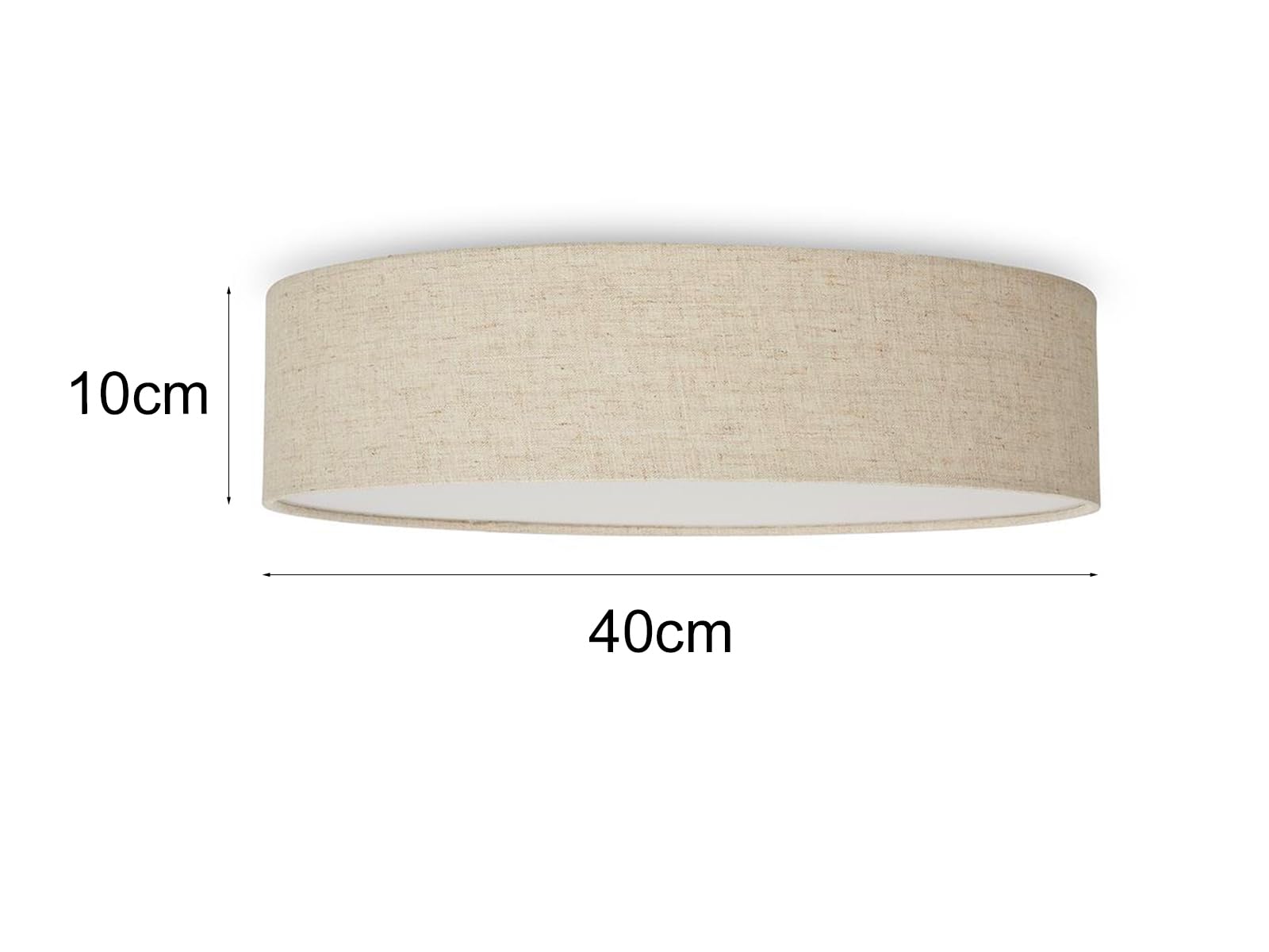 meineWunschleuchte Okrągła lampa sufitowa z abażurem z tkaniny (len) i matowaną osłoną, Ø 40 cm