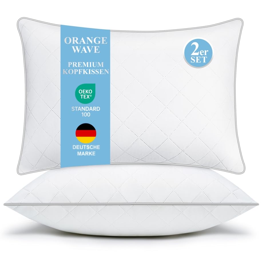 Orange Wave Kopfkissen 40x80 2er Set Kissen - Kissen 40x80 Hotelqualität Mikrofaser Schlafkissen, Weiches Atmungsaktiv Pillow, Oeko-Tex Zertifiziert...