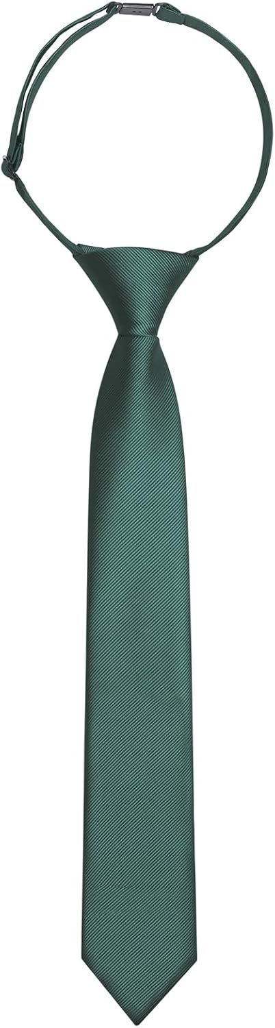 Boys Pre-Tied Necktie, Kids Solid Color Neck Ties for Age 8-12, Boys Black Ties for Graduation, Wedding, School