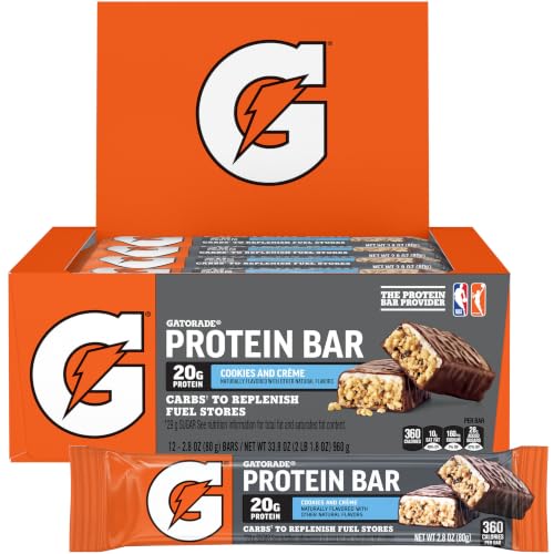 Gatorade Whey Protein Bars Cookies & Crme 2.8 oz bars (Pack of 12 20g of protein per bar)