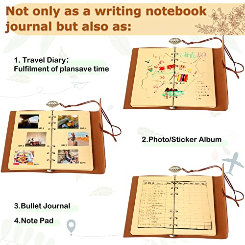Carnet de voyage en cuir véritable rechargeable format A6 pages vierges rétro - 6