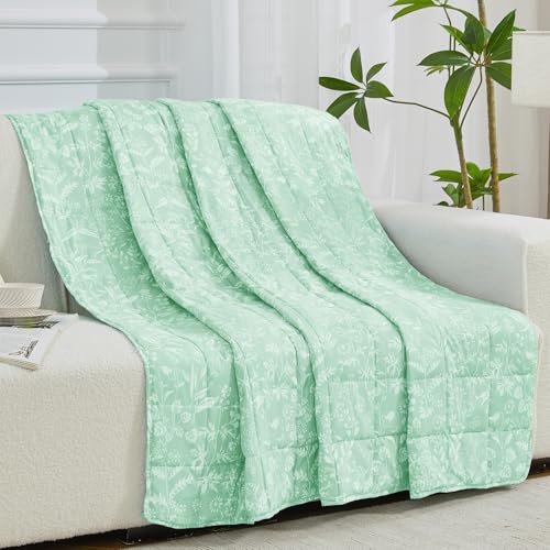 Image of yescool Weighted Blanket for Adults (15 lbs, 48 inch x 72 inch, Cerulean) Cooling Heavy Blanket for Sleeping Perfect for 140-160 lbs, Twin Size Breathable Blanket with Premium Glass Bead, Machine Washable