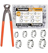 125Pcs 304 Stainless Steel Single Ear Hose Clamps with Ear Clamp Pincer 7-21mm for Securing Pipe ...