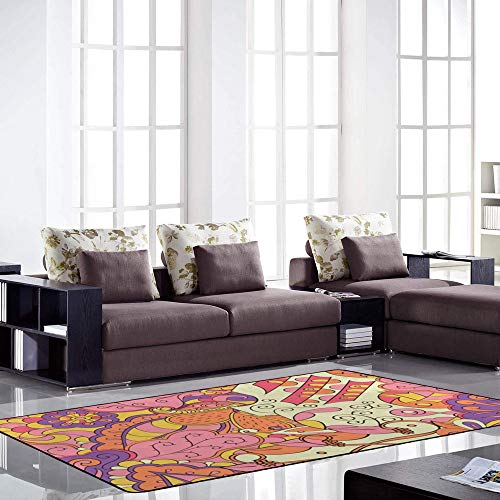 Tapis Abstrait Mehndi Ethnique Ruchen Qualité Durable Grand Format - 3