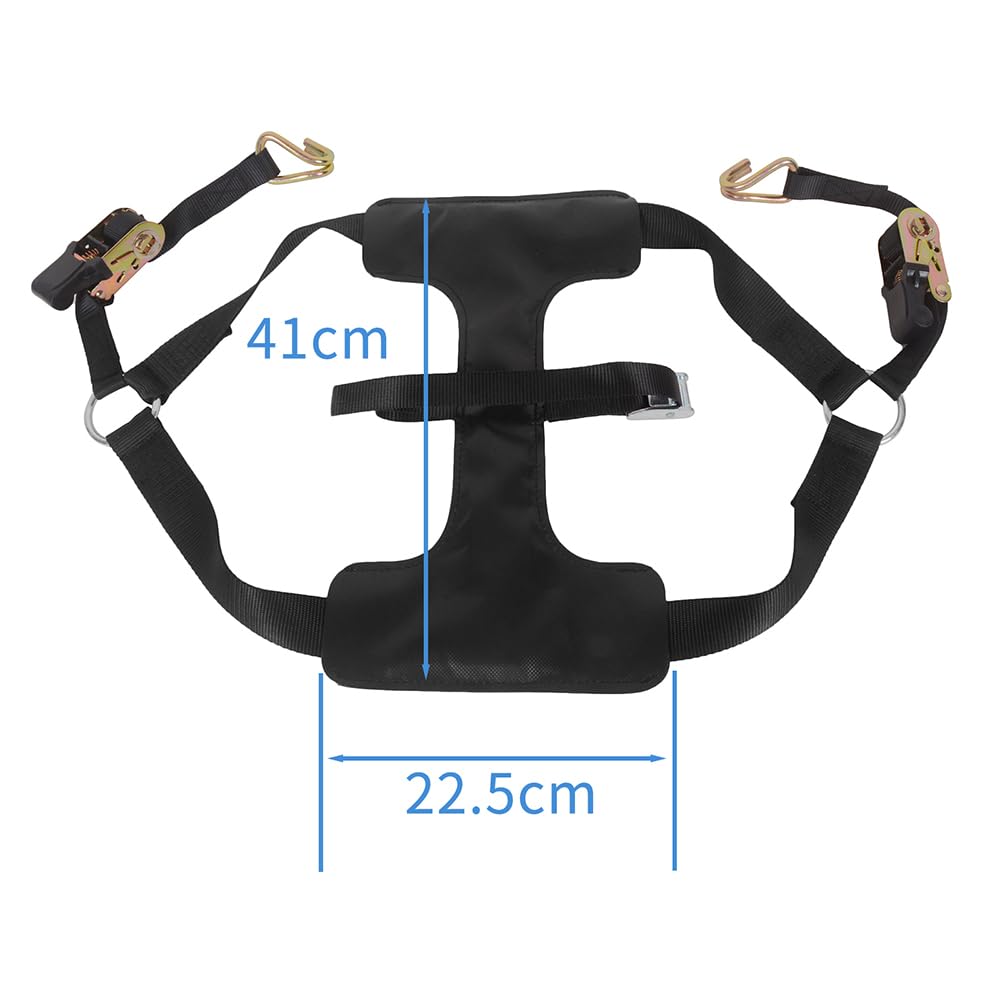 MOTO4U Correa de amarre universal para motocicleta con tensor de cinturón - Correa de amarre para rueda trasera de motocicleta en negro