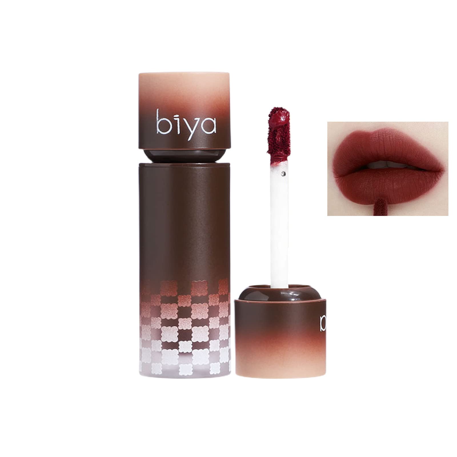 Velvety Rich Tinted Lipstick,High Pigment Matte Cream Lip Tint Mud Waterproof Moisturizing Formula,Lightweight Soft Long Lasting (Brown Red)(4ml)