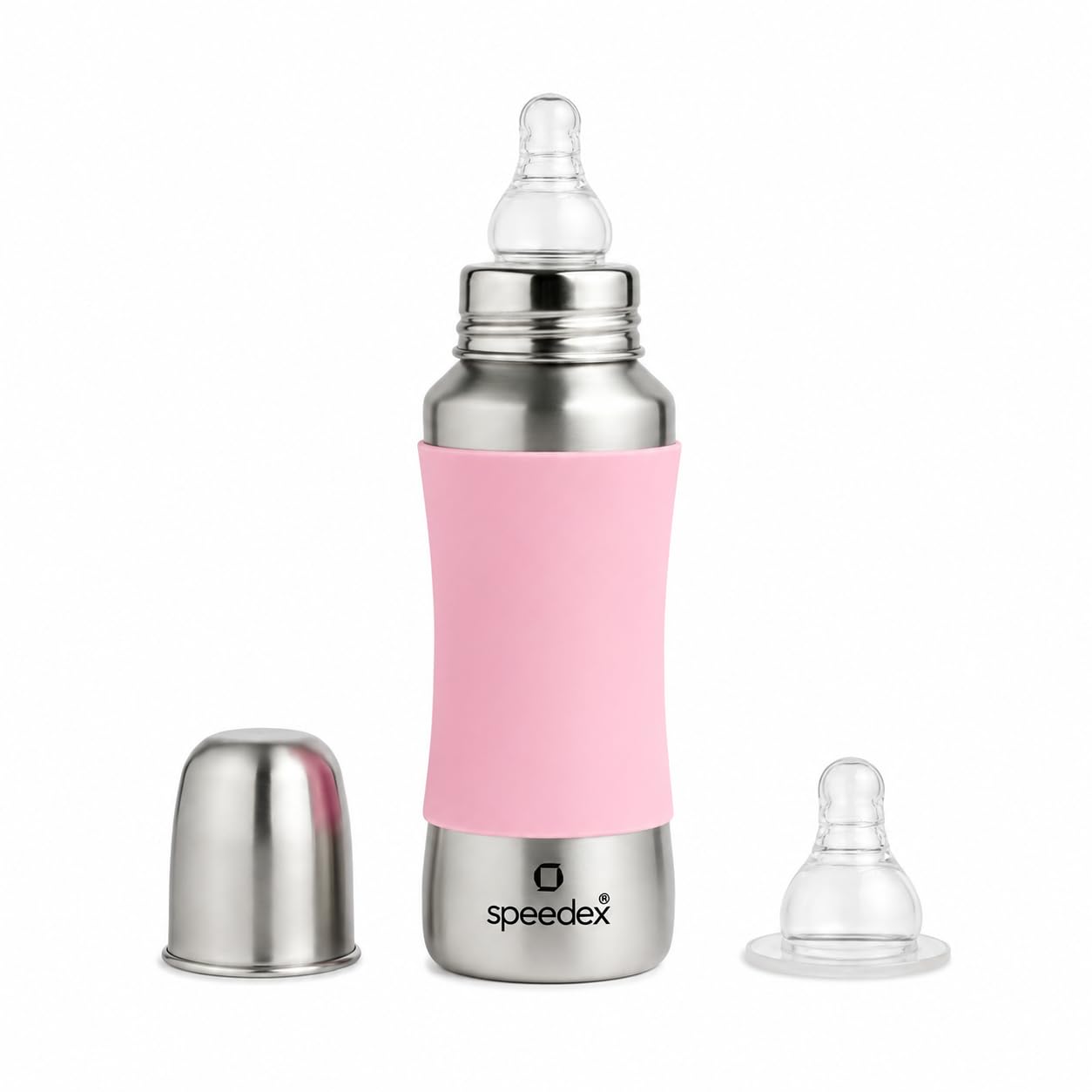 SPEEDEX Stainless Steel Baby Feeding Bottle 240 ml with Pink Silicone Grip & Internal ML Marking | BPA & Plastic Free | Anti-Colic Silicone Nipple | 304 Grade Steel Infant Milk Bottle | Leak Resistant-picture-26
