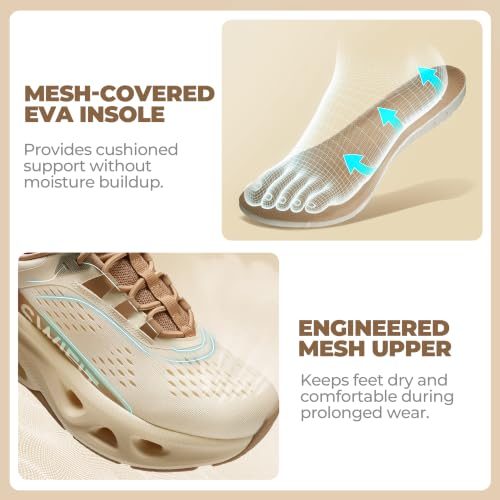 ALLSWIFIT Women's Slip On Cushioned Walking Fashion Sneaker,Beige/Khaki,7.5 - image 9