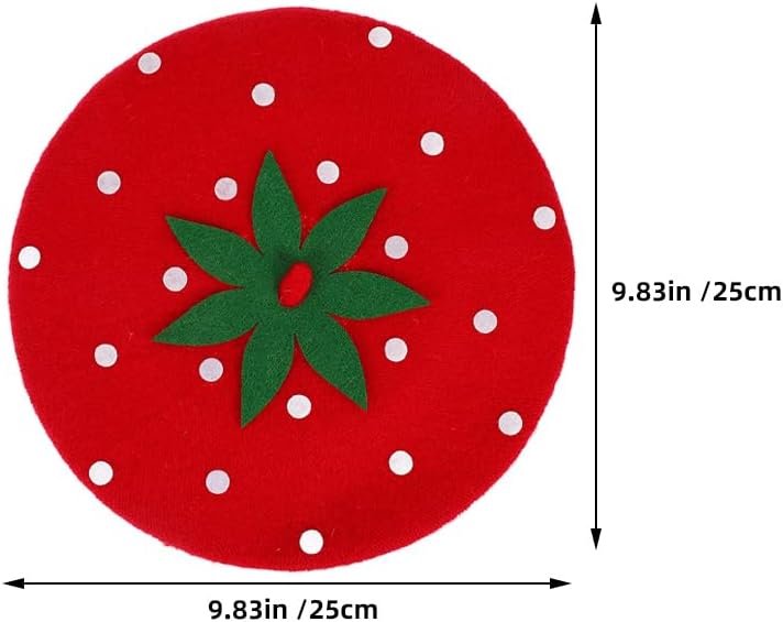 Strawberry Beret Hat for Women French Style Wool Blend Cute Cosplay Party Decorative Artist Painter Cap 9.84 Inch Diameter - Image 4