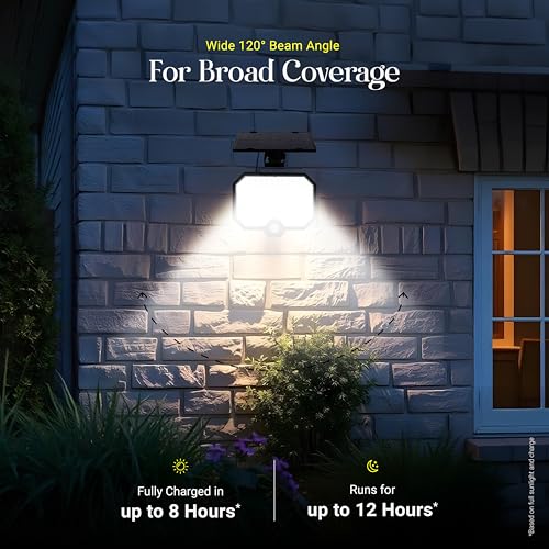 Image of Dylect Eco Motion Sensor Solar Wall Light for Garden, Parking, Terrace, Security, Shop | 3 in 1 Function, IP44 Waterproof, Upto 12 Hr Runtime, Easy Installation (Cool White)