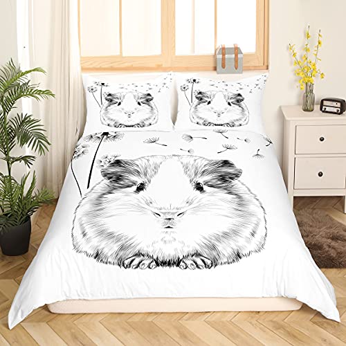 Homewish Meerschweinchen Bettbezug Löwenzahn Bettwäsche Set 135x200 Karikatur Meerschweinchen Bettbezug für Kinder Niedliche Tier Pflanze Trösterbezug, Grau Weiß Tagesdecke Schlafzimmer Dekor 5 Homewish Meerschweinchen Bettbezug Löwenzahn Bettwäsche Set 135x200 Karikatur Meerschweinchen Bettbezug für Kinder Niedliche Tier Pflanze Trösterbezug, Grau Weiß Tagesdecke Schlafzimmer Dekor