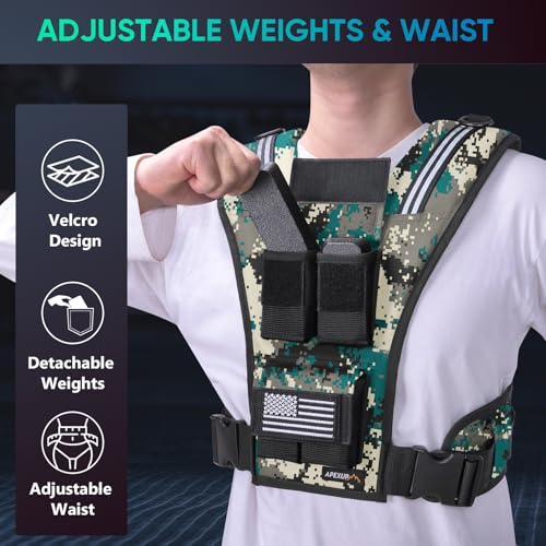 Image of APEXUP Adjustable Weighted Vest Men 20lbs /30lbs /40lbs Weights with Reflective Stripe, Weight Vest Woman Workout Vest for Strength Training Running Walking