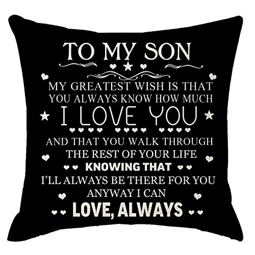ITFRO My Greatest Wish is That You Always Know How Much I Love You Son Black Burlap Throw Pillow Case Cushion Covers for Chair 18x18 Inchâ€¦