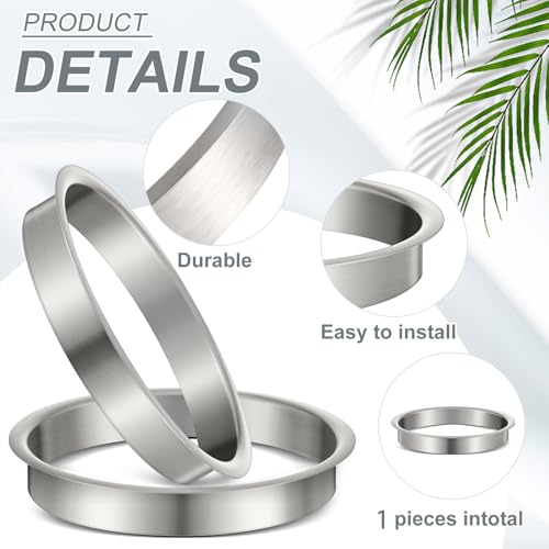 Image of Honeydak 1 Piece 6 inch (Nominal) Diameter x 1 inch Height 304 Polished Stainless Steel 6 inch x 1 inch Trash Grommets for Countertop Inserted Trash Kitchen Cabinet Counter Bin, Ease to Install