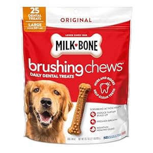 Milk-Bone Brushing Chews Original Chicken Flavor Daily Dental Dog Treats, Large, 33.7 Oz. Bag