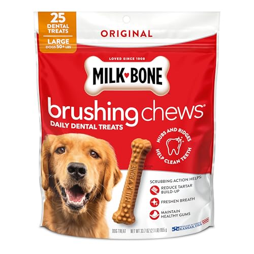 Milk-Bone Brushing Chews Original Chicken Flavor Daily Dental Dog Treats, Large, 33.7 Oz. Bag