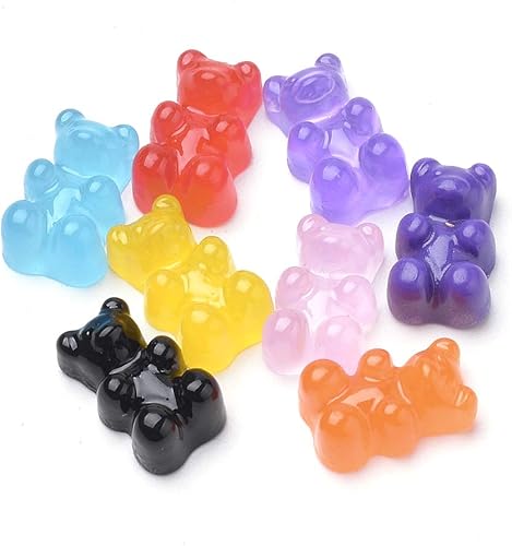Cabujones de oso gomoso de colores, Resina, Resina Color mixto: 0.689x0.413x0.295 in-20Pcs,Colgantes coloridos de oso,Oso de resina