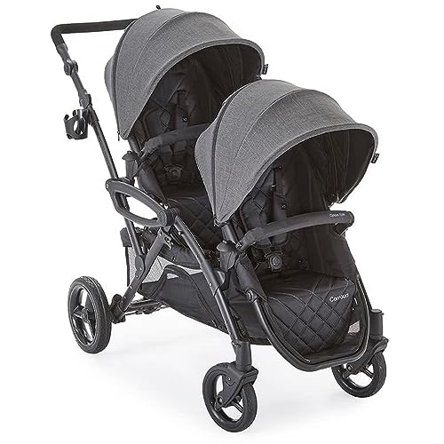 Contours Options Elite V2 Convertible Lightweight Tandem Double Stroller Infant and Toddler, Reversible Easy-Lift Seats, Spacious Seating, Height Adjustable Handle, Standing Fold – Graphite Gray
