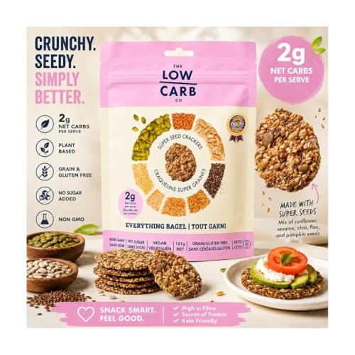 Image of The Low Carb Co High Protein Seed Crackers, Everything Bagel, 3-Pack