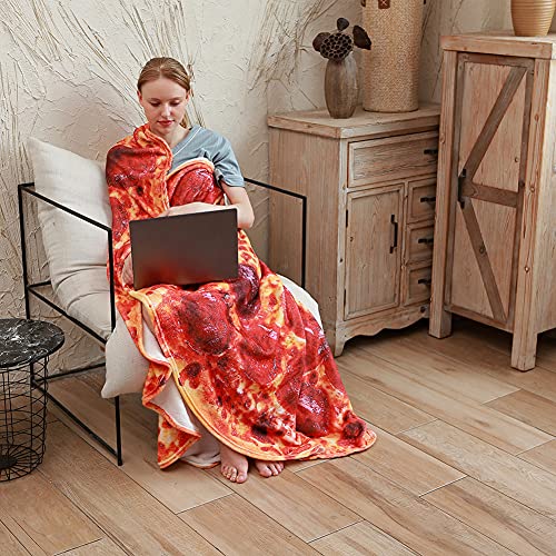 Pizza Throw Fuzzy Soft Blanket For Kids And Adult, Novelty Realistic Funny Food Warm 285 Gms Cozy Flannel Blanket #TOP3
