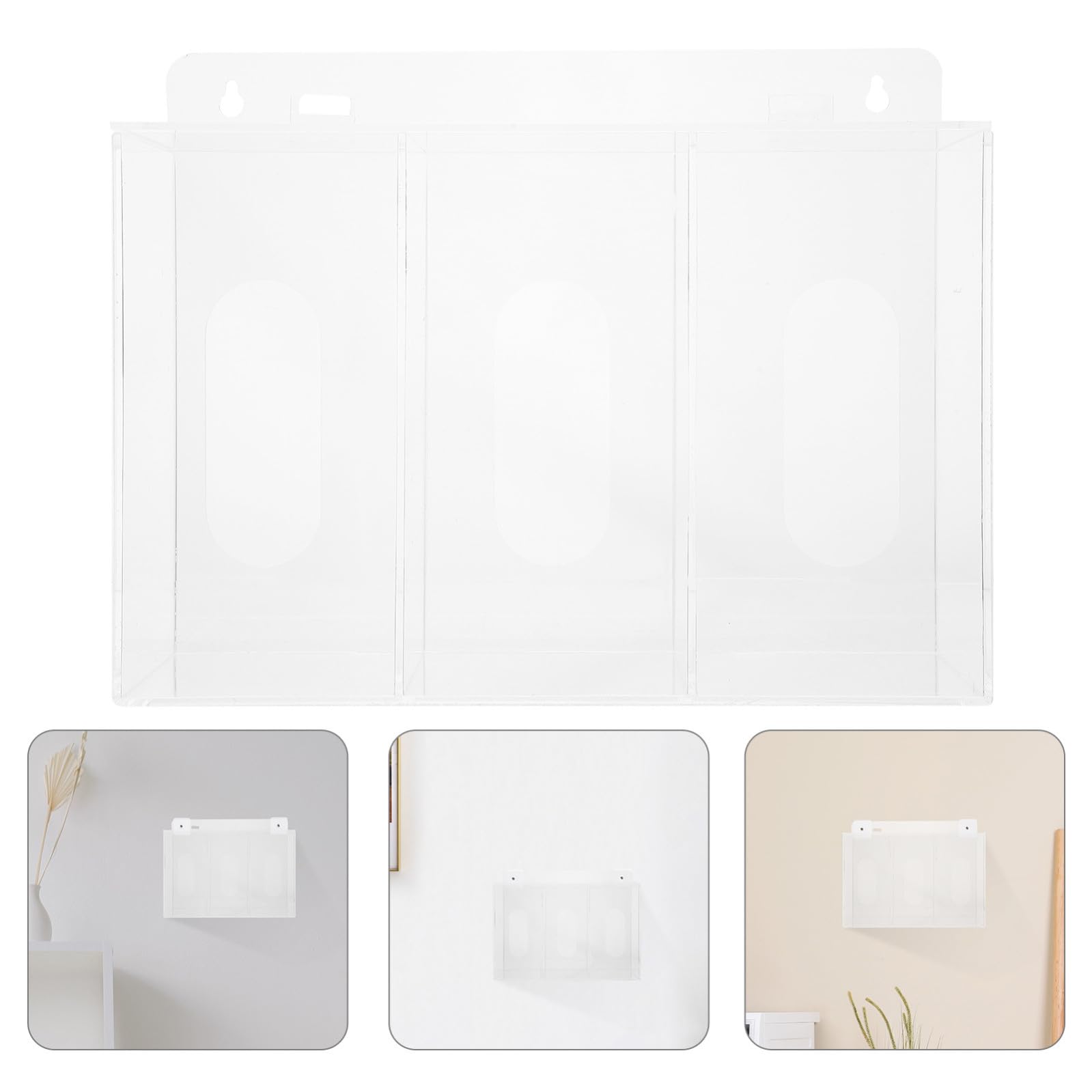 Dispenser da Parete 3 Scomparti in Acrilico per Guanti e Mascherine Organizer per Guanti da Laboratorio Contenitore Trasparente per Mantenere Ordinati