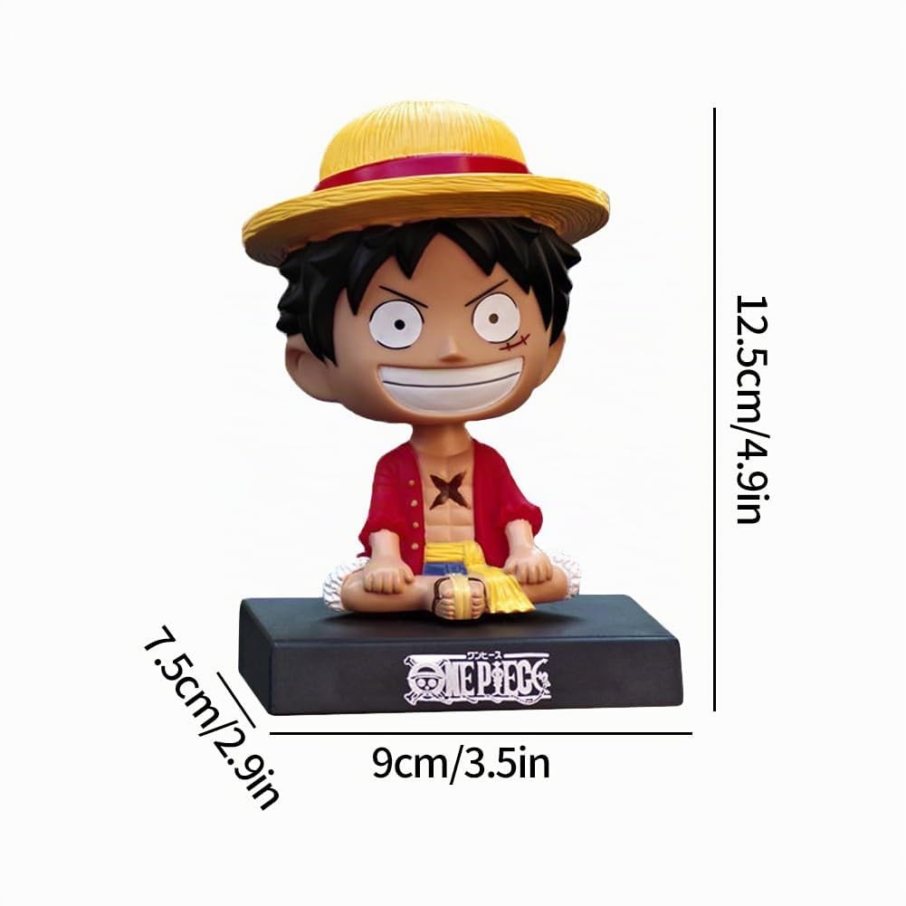 ZKTSRY One Piece Bobblehead Luffy Figurine Articulée pour Téléphone et Tableau de Bord Décoration pour Voiture, Maison, Bureau et Ordinateur