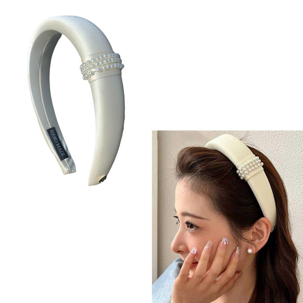 Amazon.com : NYRWFQXG White Padded Pearl Headband for Women  display picture 1