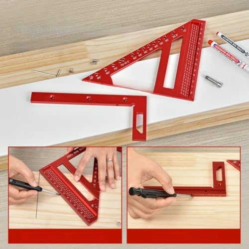 Regla triangular de aluminio de 21 cm para marcado de 22,5 y 45 grados en carpintería 5