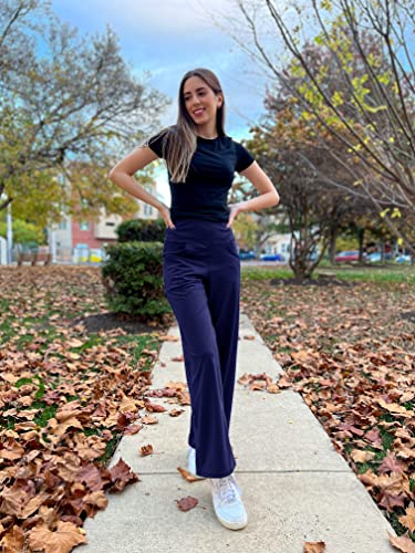 Image of Promover Wide Leg Pants Woman Yoga Pants with Pockets Stretch Loose Casual Lounge Sweatpants Petite /Regular /Tall