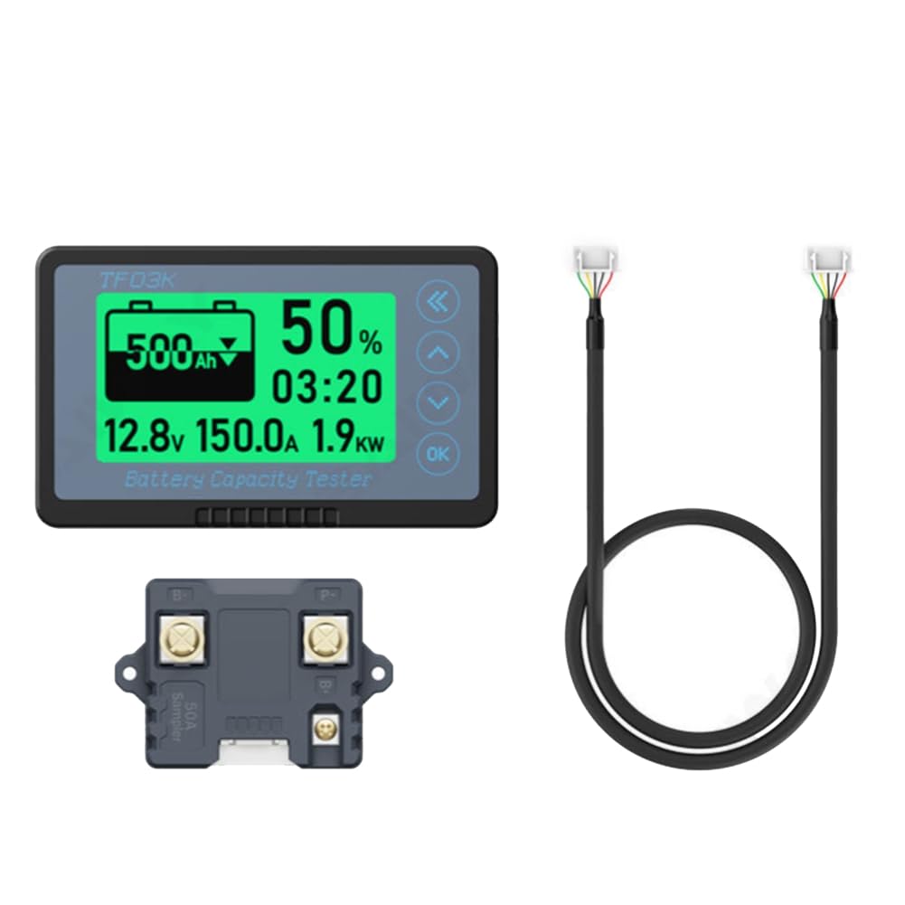 Voltímetro Digital TF03KH de 50 A, Indicador de Capacidad de Batería, Comprobador de Voltaje y Corriente, Medidores de Potencia, Detector de Batería de Coche.