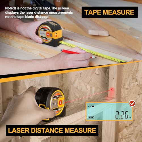 image for PREXISO 2-in-1 Laser Tape Measure - NOT Digital Tape - 135Ft Laser Mea