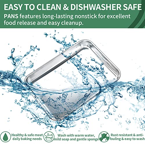 Baking Sheets Set Of 2, Hkj Chef Cookie Sheets 2 Pieces & Stainless Steel Baking Sheet & Toaster Oven Tray Pans, Rectangle Size 10L X 8W X 1H Inch & Non Toxic & Healthy & Easy Clean #TOP3