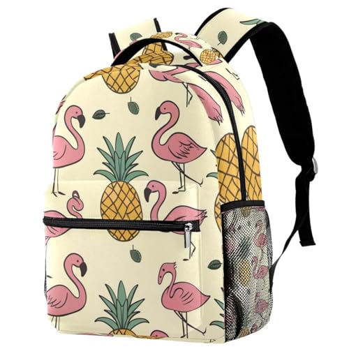 Sac à dos voyage léger fille imprimé flamant rose ananas