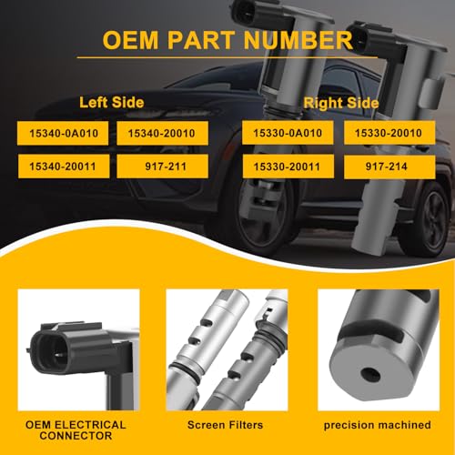 917-211 Left & Right Engine Variable Valve Timing Solenoid, 917-214 VVT Solenoid For To-yota Camry Highlander For Sienna Avalon Solara,For Lexus RX300 RX400h 3.0L 3.3L 15330-0A010 15330-20010