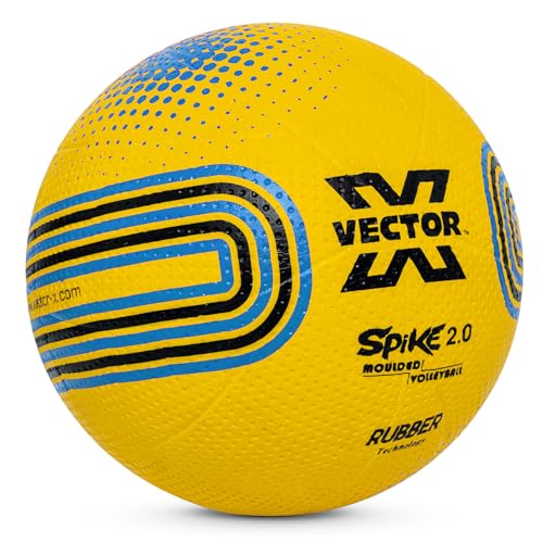 Image of Vector X Spike 2.0 Rubber Moulded Indoor Outdoor Volleyball +Free Air Needle| Suitable for Practice, Training Beach Play Butyl Bladder Ball for Adults Boys Kids Size 4 (Spike 2.0, Yellow-Blue)