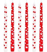 Valentine's Day Taper Candles Unscented Red Hearts Candlesticks 10 Inch Tall Set of 6 Special Val...